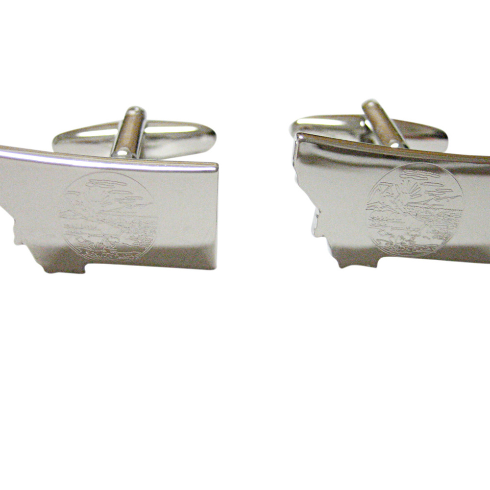 Montana State Map Shape And Flag Design Cufflinks - image 1